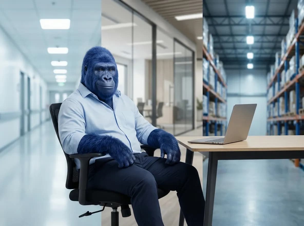 Twee engineers bekijken technische tekeningen naast een laptop op een werkbank in een moderne werkplaats