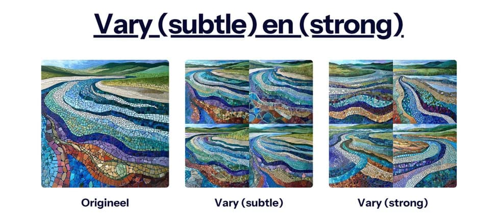 Drie met Midjourney gegenereerde foto's