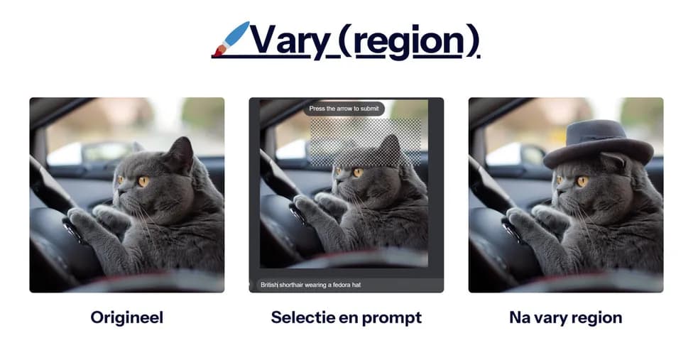 Drie met Midjourney gegenereerde foto's