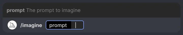 Screenshot van het /imagine commando in Discord waarmee je een tekstprompt invoert om een afbeelding te genereren met Midjourney