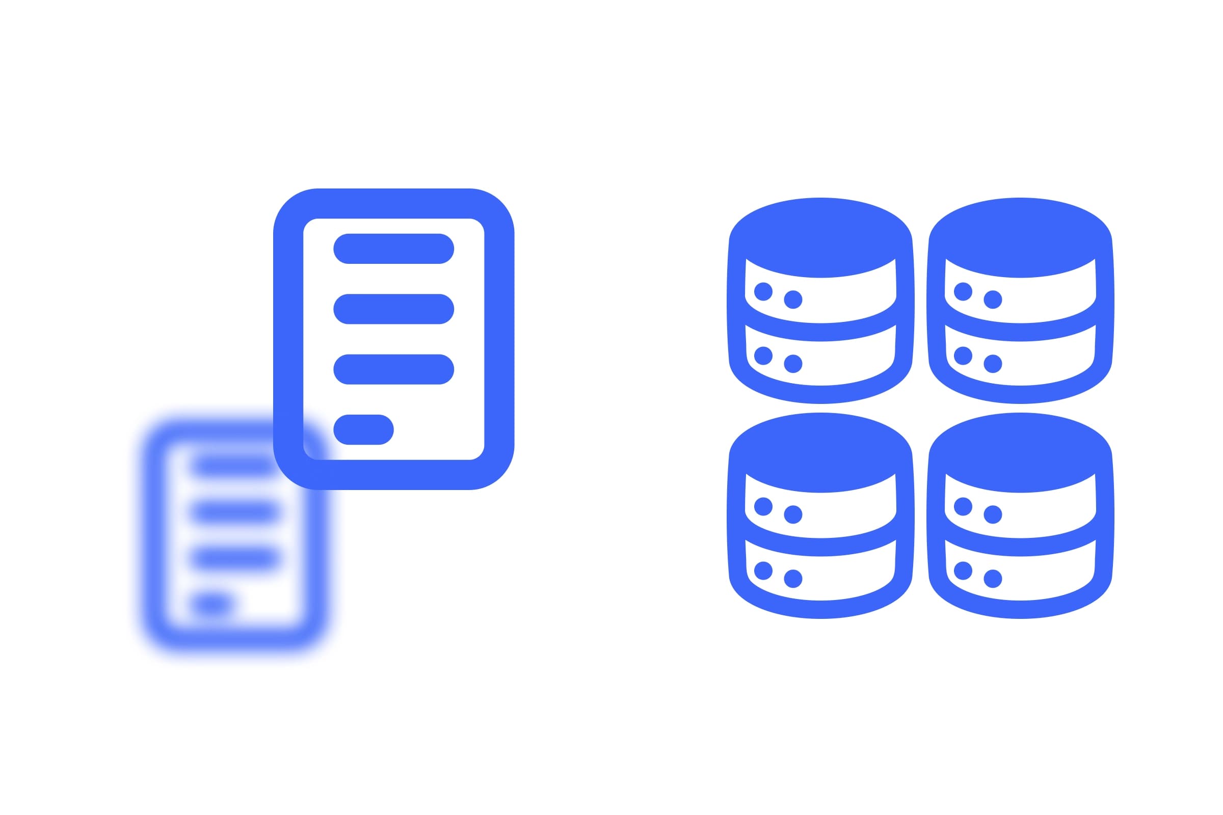 Illustratie met twee documenten en vier databases