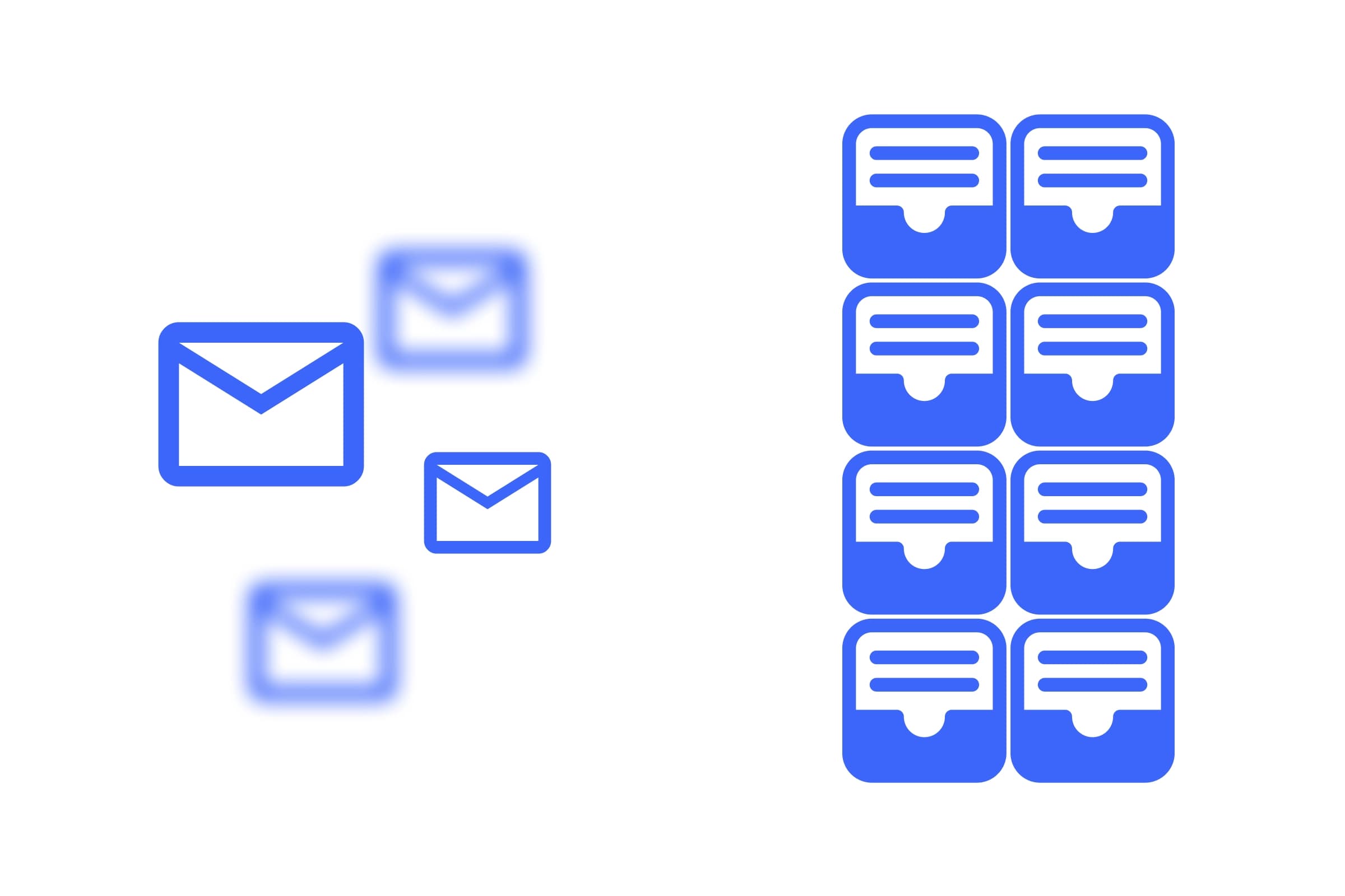 Illustratie met meerdere email iconen en categorieën